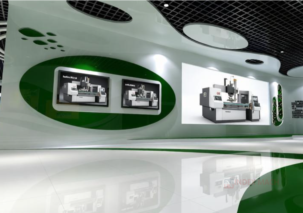 Exhibition showroom with CNC-cut display walls