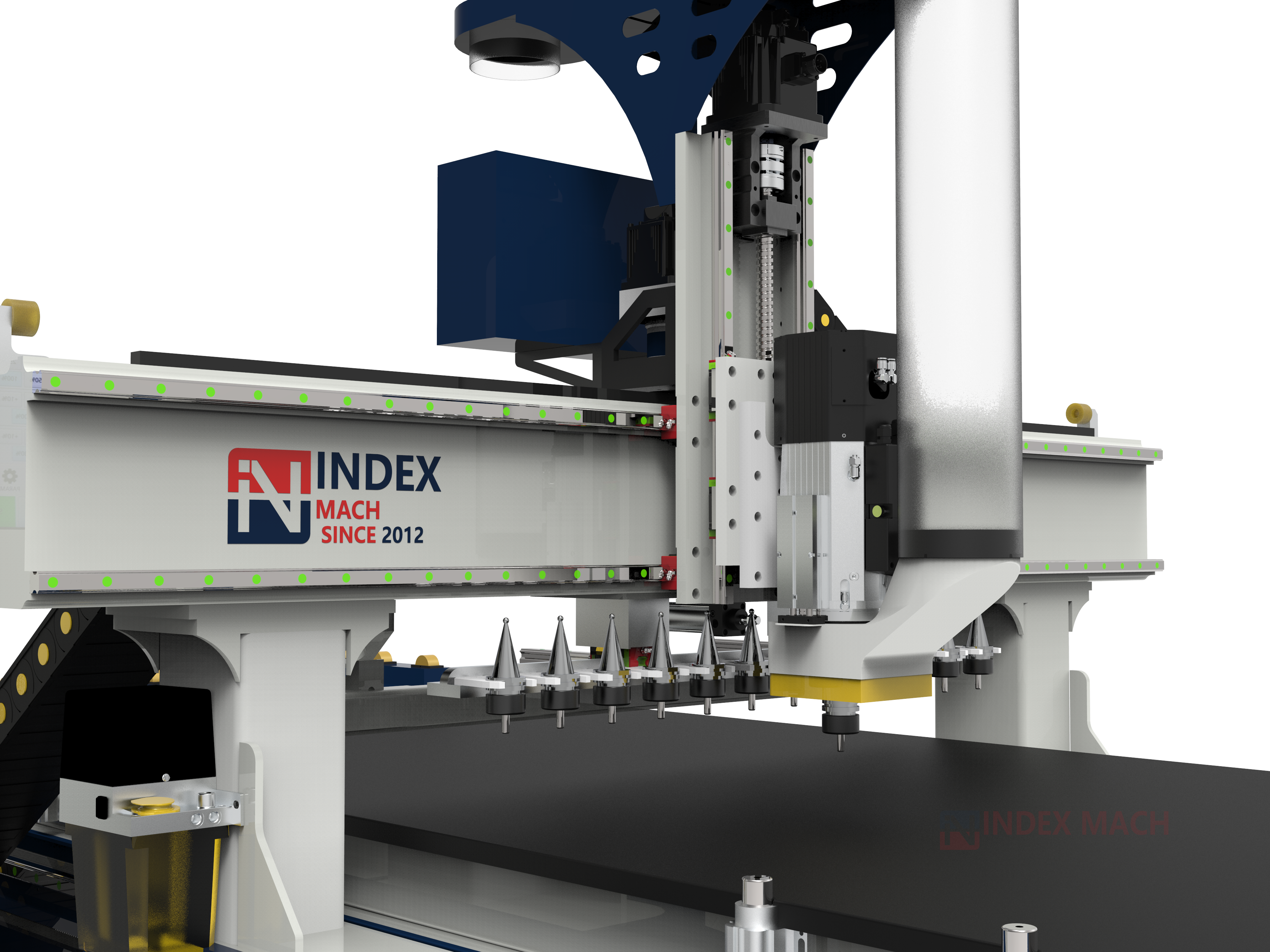 12-tool linear automatic tool magazine on an IndexMACH ATC CNC router