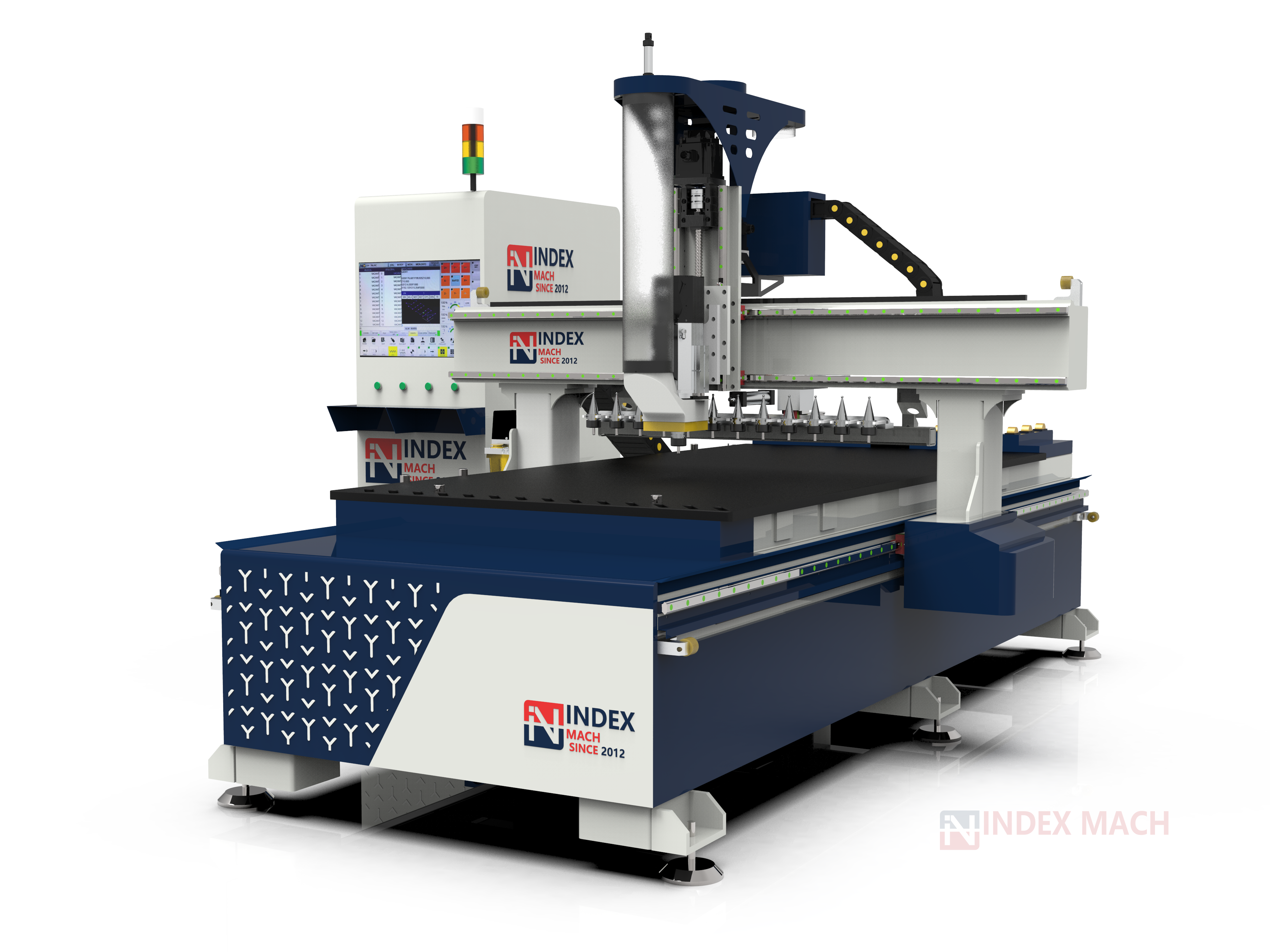 IMCR-ATC1325 4x8 ft ATC CNC router (1300×2500 mm) with automatic tool-changing spindle — main front view